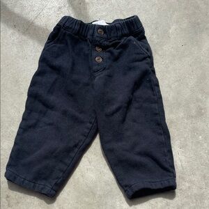 Kids Black Pull-On Navy Pants with Button Fly